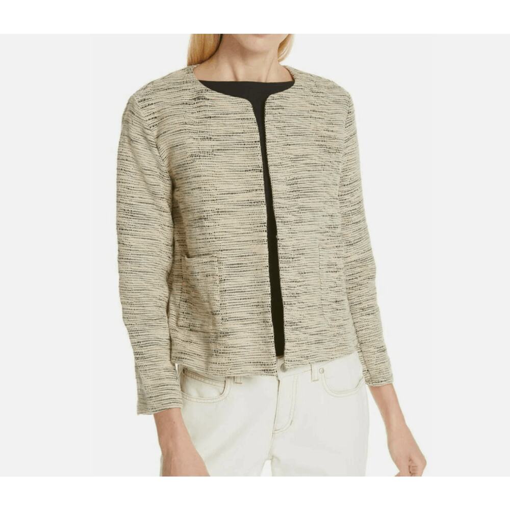 Eileen Fisher Handwoven Cotton Natural Cropped Jacket, Sz Medium, MP $248